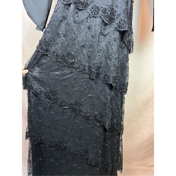 Vintage 80s does 20s Flapper Drop Waist Beaded Tiered Dress Victoria Royal LTD - Picture 3 of 9